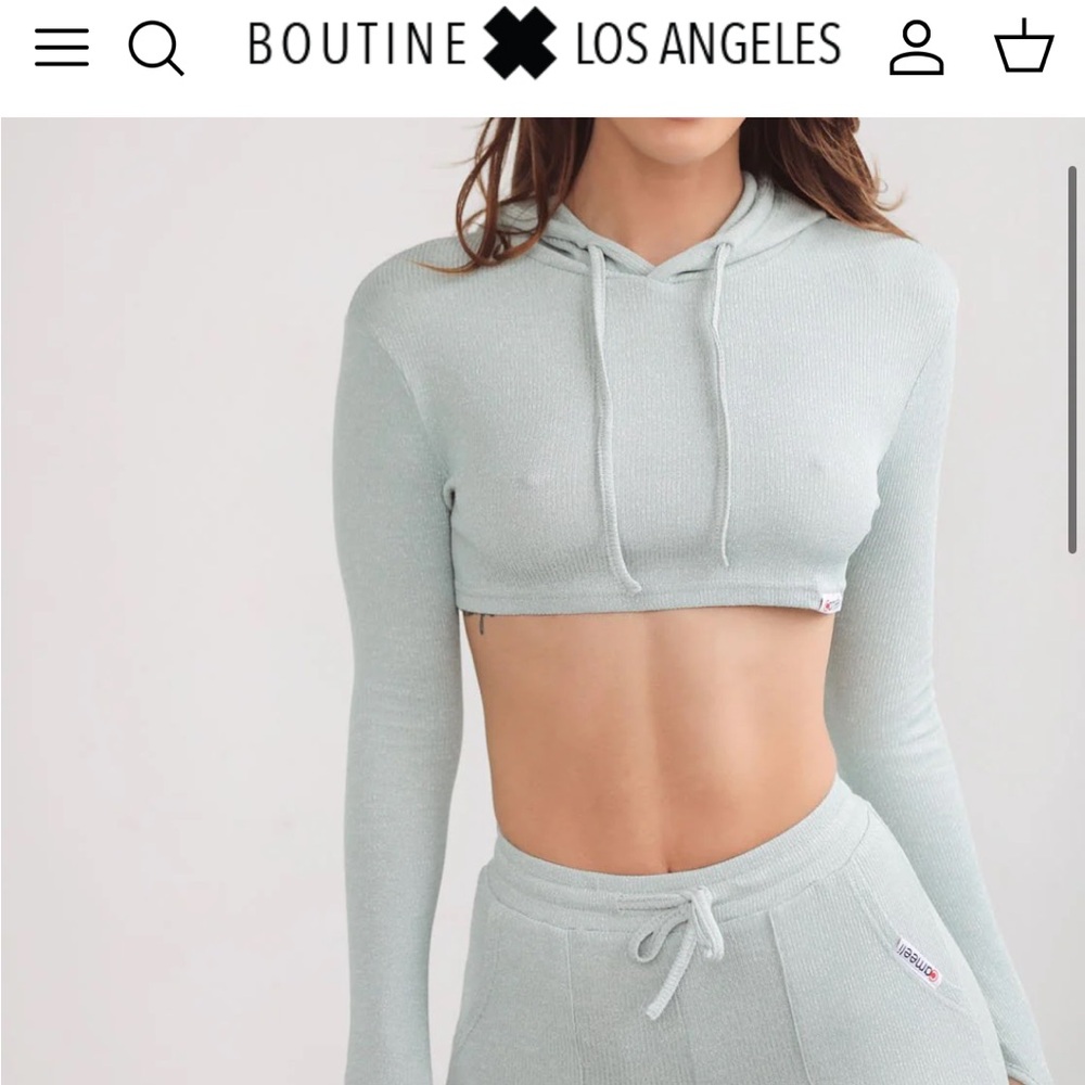 Boutine LA Sage Green Crop Top Hoodie and Matching Pants
